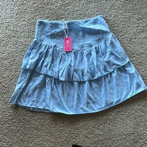 NWT Simply Southern Ocean Spray Blue Shirred Skirt with Tiers Large